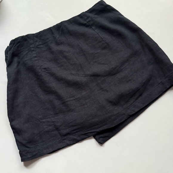 Abercrombie & Fitch Scarlett Linen Blend Wrap Mini Skort Skirt Black Medium - Picture 6 of 12